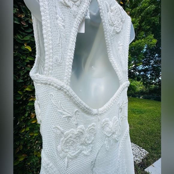 Not So Serious for Anthropologie 🤍white crochet knit and beaded mini 🤍 - Picture 7 of 11